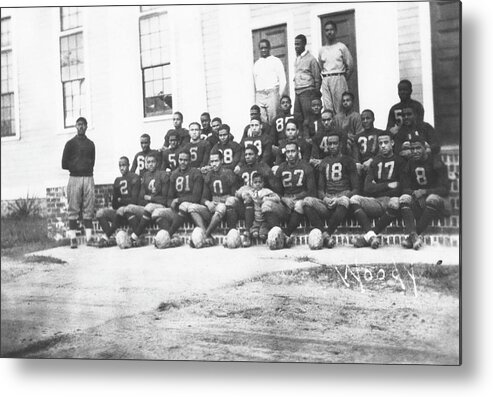 American Football Uniform Metal Print featuring the photograph Nccu -portrait Of Early Football Team by North Carolina Central University