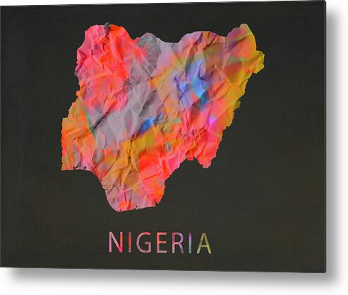 Nigeria Metal Print featuring the mixed media Nigeria Tie Dye Country Map by Design Turnpike