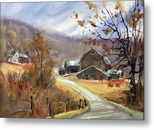 Landscape Metal Print featuring the painting Cinnamon Season by Judith Levins