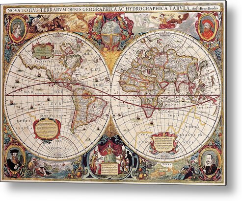 Classical Maps Metal Print featuring the painting Old Cartographic Map by Rolando Burbon
