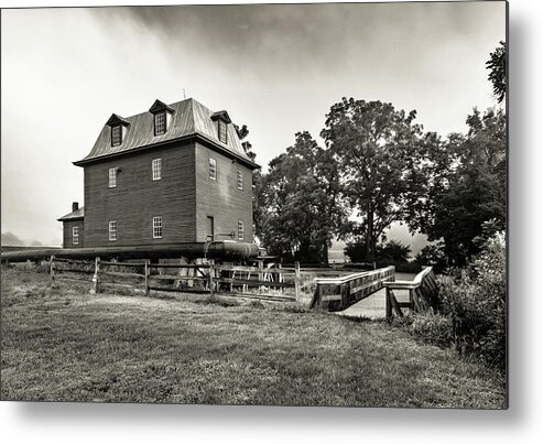 Big Otter Mill Metal Print featuring the photograph Foggy Old Mill in Sepia by Norma Brandsberg