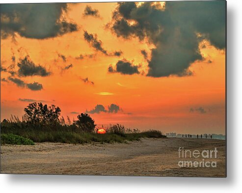 Sunrise Metal Print featuring the photograph Orange Sunrise Over Sanibel Island by Jeff Breiman