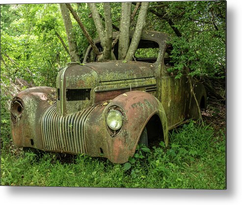 Old Car Metal Print featuring the photograph Overgrown by Minnie Gallman