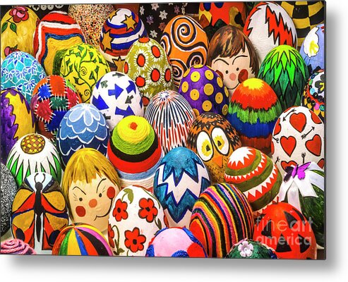 Abstract Metal Print featuring the photograph Painted And Decorated Eggs by Martyn F. Chillmaid/science Photo Library