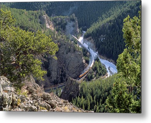 Passenger Train Metal Print featuring the photograph Passenger Train In Rollins Canyon by Mike Danneman