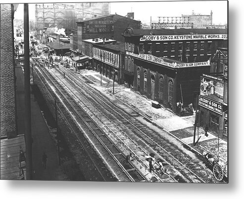 Business Metal Print featuring the painting Philadelphia Railroad Tracks by Unknown