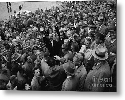 Crowd Of People Metal Print featuring the photograph Politicians With United Steel Workers by Bettmann