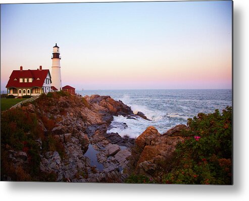 Scenics Metal Print featuring the photograph Portland Head Lighthouse At Sunset by Thomas Northcut