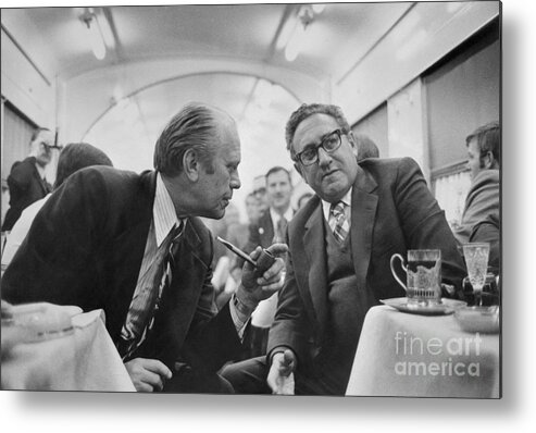 Mature Adult Metal Print featuring the photograph President Ford Discussing Progress by Bettmann