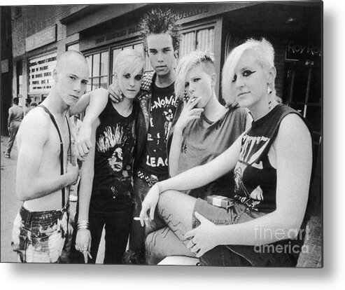 1980-1989 Metal Print featuring the photograph Punk Teenagers Pose Before Roy Rogers by Bettmann