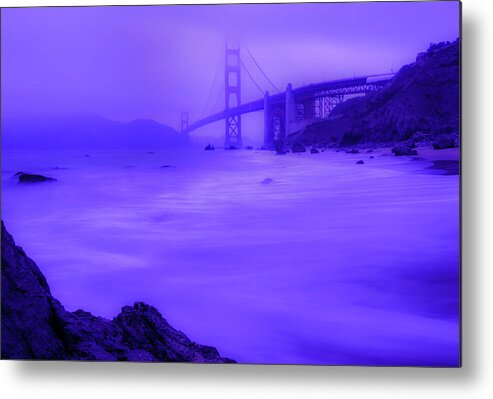 S.f. Metal Print featuring the photograph Purple Golden Gate Fog by Mike Long