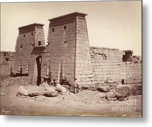 People Metal Print featuring the photograph Pylon Of Temple Of Khonsu by Bettmann