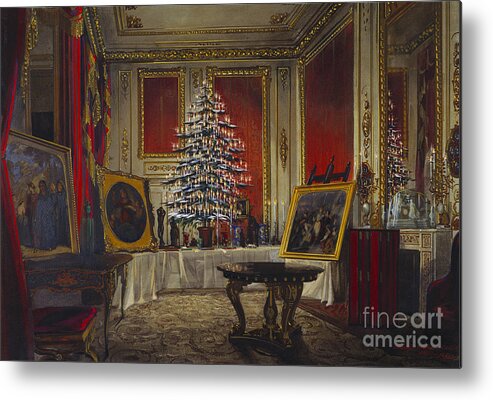 1850-1859 Metal Print featuring the drawing Queen Victorias Christmas Tree, 1850 by Heritage Images