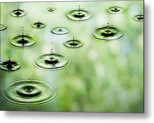 Motion Metal Print featuring the photograph Rain - Falling Drops Of Water Xxxl Size by Photo-max