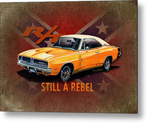 Art Metal Print featuring the mixed media Rebel Charger by Simon Read