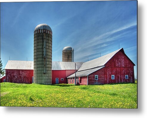 Barn Metal Print featuring the photograph Red Barn in Ontario, Canada by Tatiana Travelways