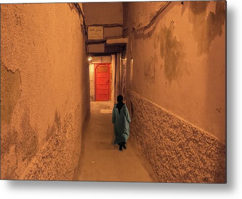 Medina Metal Print featuring the photograph Red Door in Marrakech by Jessica Levant