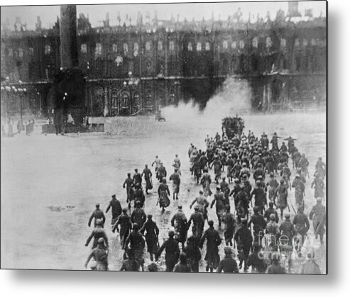 Crowd Of People Metal Print featuring the photograph Reenactment Of The Attack On The Winter by Bettmann