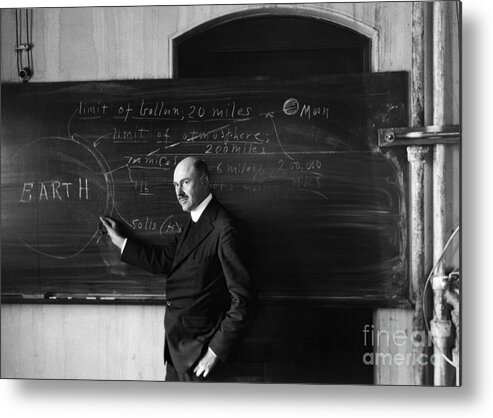 Physicist Metal Print featuring the photograph Robert Goddard Teaching At Blackboard by Bettmann