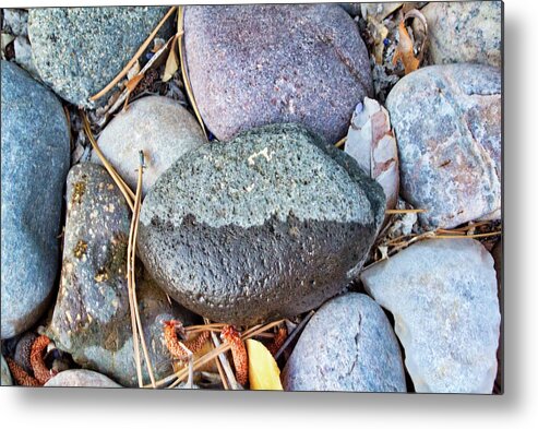 Abstract Metal Print featuring the photograph Rocks with Overtones of purple and blue by Segura Shaw Photography