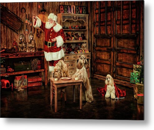 Holiday & Celebrations Metal Print featuring the photograph Santas Dogs by Santa?s Workshop