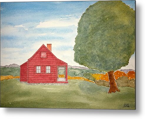 Watercolor Metal Print featuring the painting Saratoga Farmhouse Lore by John Klobucher