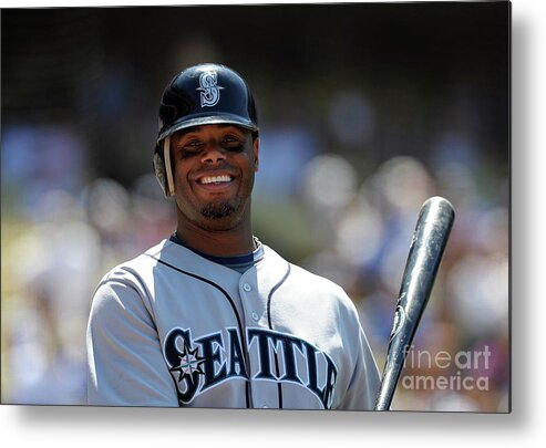 People Metal Print featuring the photograph Seattle Mariners V Los Angeles Dodgers by Lisa Blumenfeld