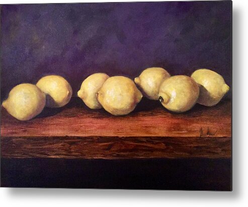 Framed Prints Metal Print featuring the painting Seven Lemons by Anne Barberi