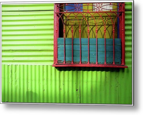 Shadow Metal Print featuring the photograph Shadows On A Colorful Window by By Felicitas Molina