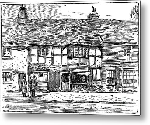 Engraving Metal Print featuring the drawing Shakespeares Birthplace by Print Collector
