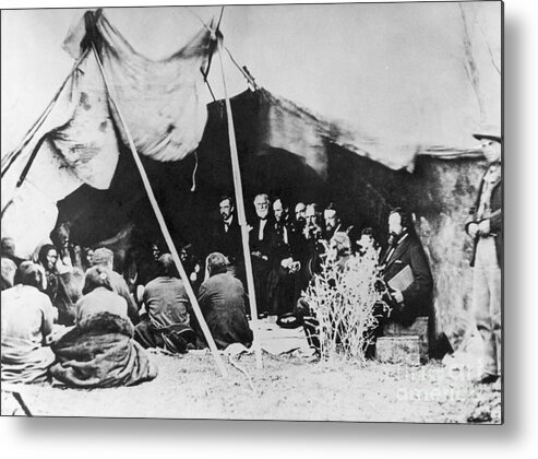 General Sherman Metal Print featuring the photograph Sherman And Sioux Sign Treaty, 1868 by Bettmann