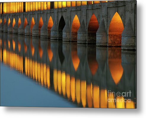 Orange Color Metal Print featuring the photograph Si-o-se Pol Bridge, Isfahan, Iran by Tunart