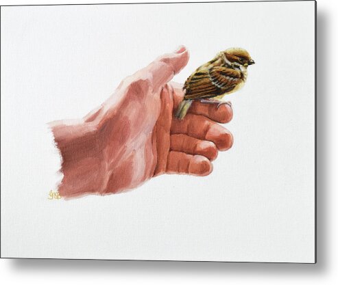 Graham Metal Print featuring the painting Sparrow in His Hand by Graham Braddock