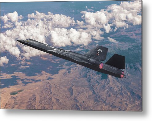 Sr-71 Blackbird Metal Print featuring the mixed media SR-71A Blackbird Mission by Erik Simonsen