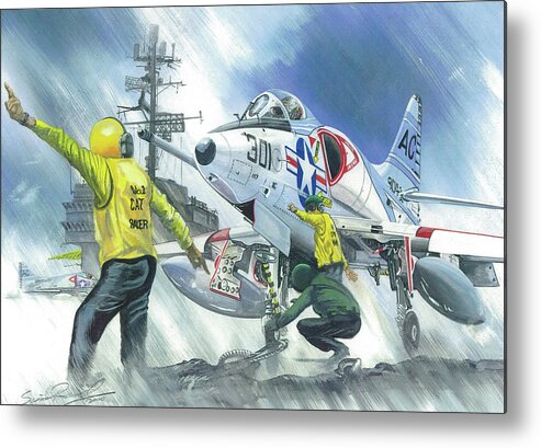 Skyhawk Metal Print featuring the painting Ssdd by Simon Read