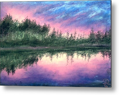 Chromatic Sunset Metal Print featuring the painting Sunset Gush by Jen Shearer