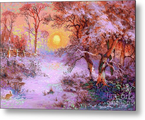 Tree Metal Print featuring the painting Sunset Snow by Jane Small