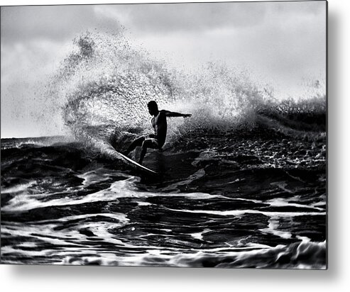 Surfer Metal Print featuring the photograph Surf At Hawaii by Yu Cheng