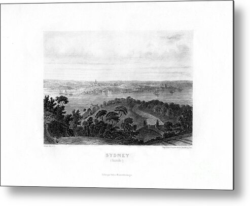 Engraving Metal Print featuring the drawing Sydney, Australia, 19th Century.artist by Print Collector