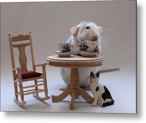 Mouse Metal Print featuring the photograph Tea-time by Ellen Van Deelen