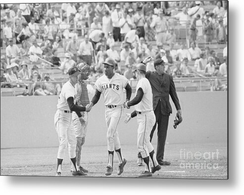 People Metal Print featuring the photograph Teammates Greeting Bobby Bonds by Bettmann