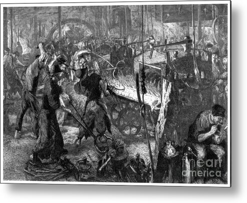 Working Metal Print featuring the drawing The Foundry, C1880-1882.artist W by Print Collector