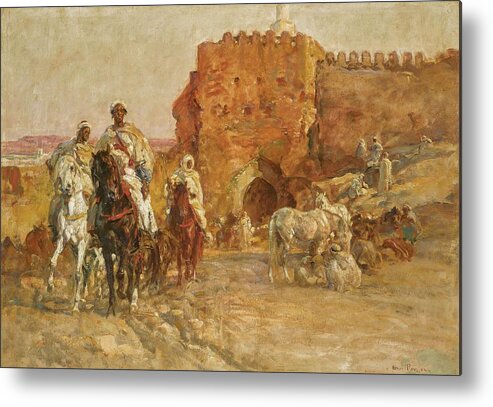 Horses Metal Print featuring the painting The Gate Of Bab Guissa, Fez by Henri Emile Rousseau