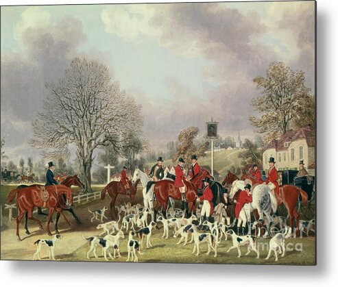 Hunting Metal Print featuring the painting The Hertfordshire Hunt by James Pollard