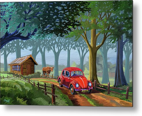 Old Metal Print featuring the painting The Little Red Beetle by Anthony Mwangi