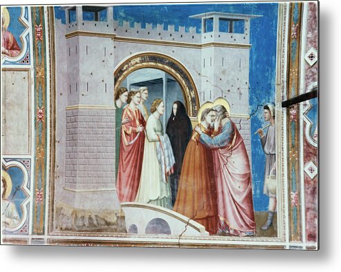 14th Century Metal Print featuring the painting The Meeting Of Anna & Joachim C. 1304-5 by Artist - Giotto Di Bondone