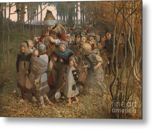 Child Metal Print featuring the drawing The Pied Piper Of Hamelin by Print Collector