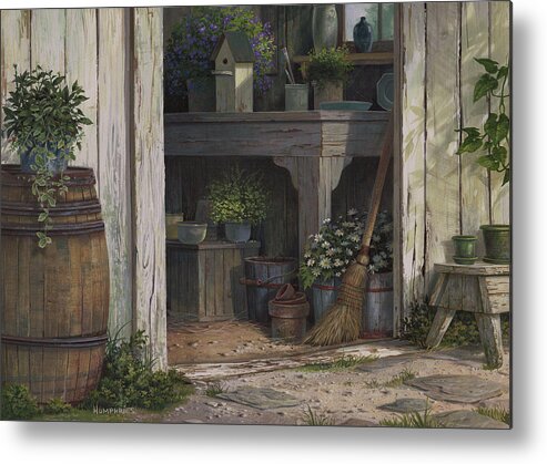 Michael Humphries Metal Print featuring the painting The Potting Shed by Michael Humphries