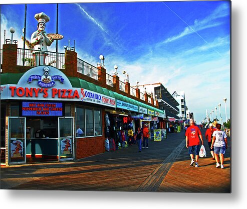 Beach Metal Print featuring the photograph Tony's Pizza. Boardwalk in Ocean City, MD by Bill Jonscher