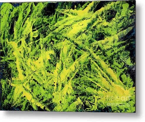 Abstract Metal Print featuring the painting Transitions with Yellow, Green and Blue by Dean Triolo